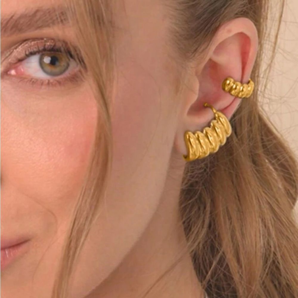 Gold cuff earrings  #1180